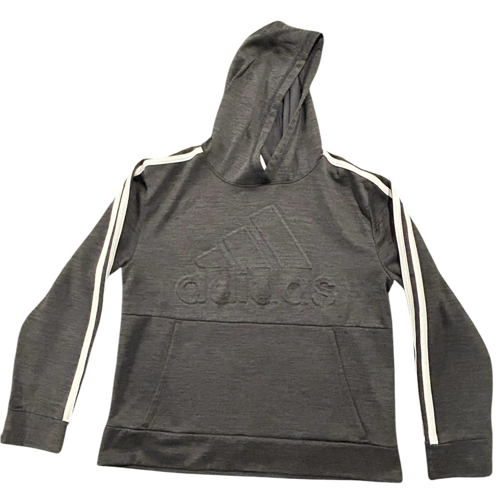 adidas Gray Kids Hoodie with White Stripes